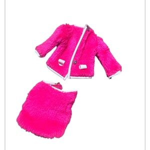Vintage Hot Pink Barbie Snug Fuzz Jacket And Skirt Set
